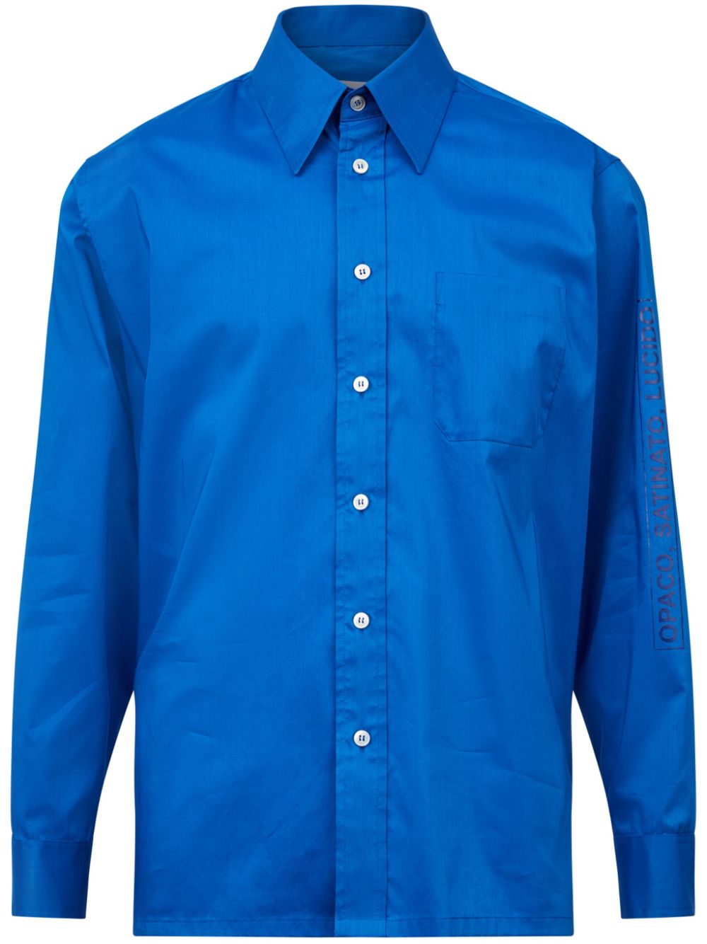 Pointed-collar button-up shirt - Blue