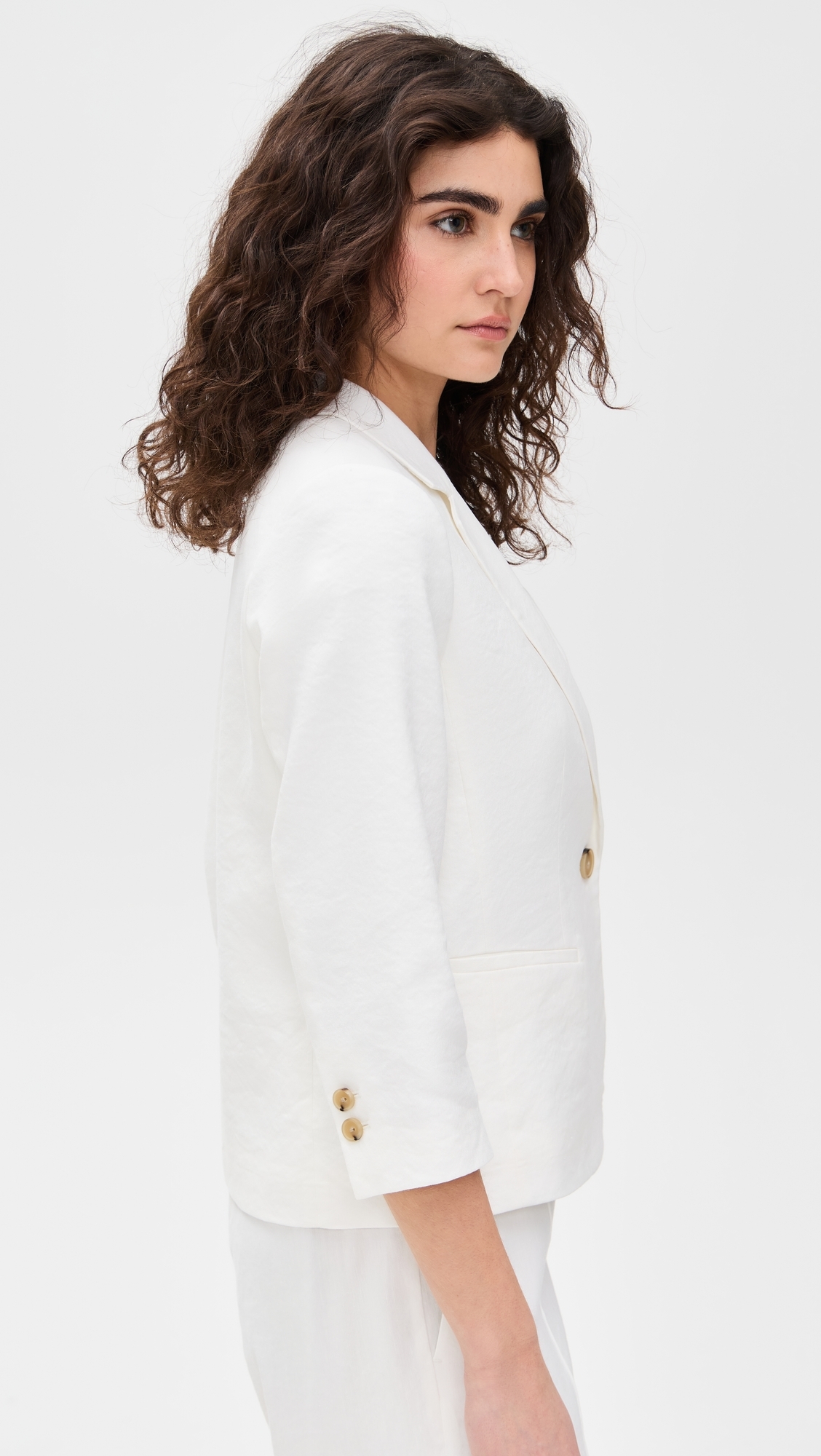 Vince Linen Shrunken Blazer Off White
