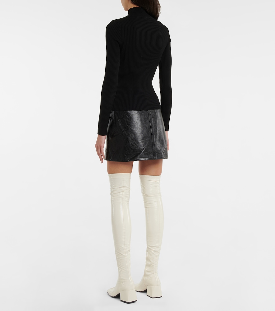 Ribbed-knit mockneck sweater