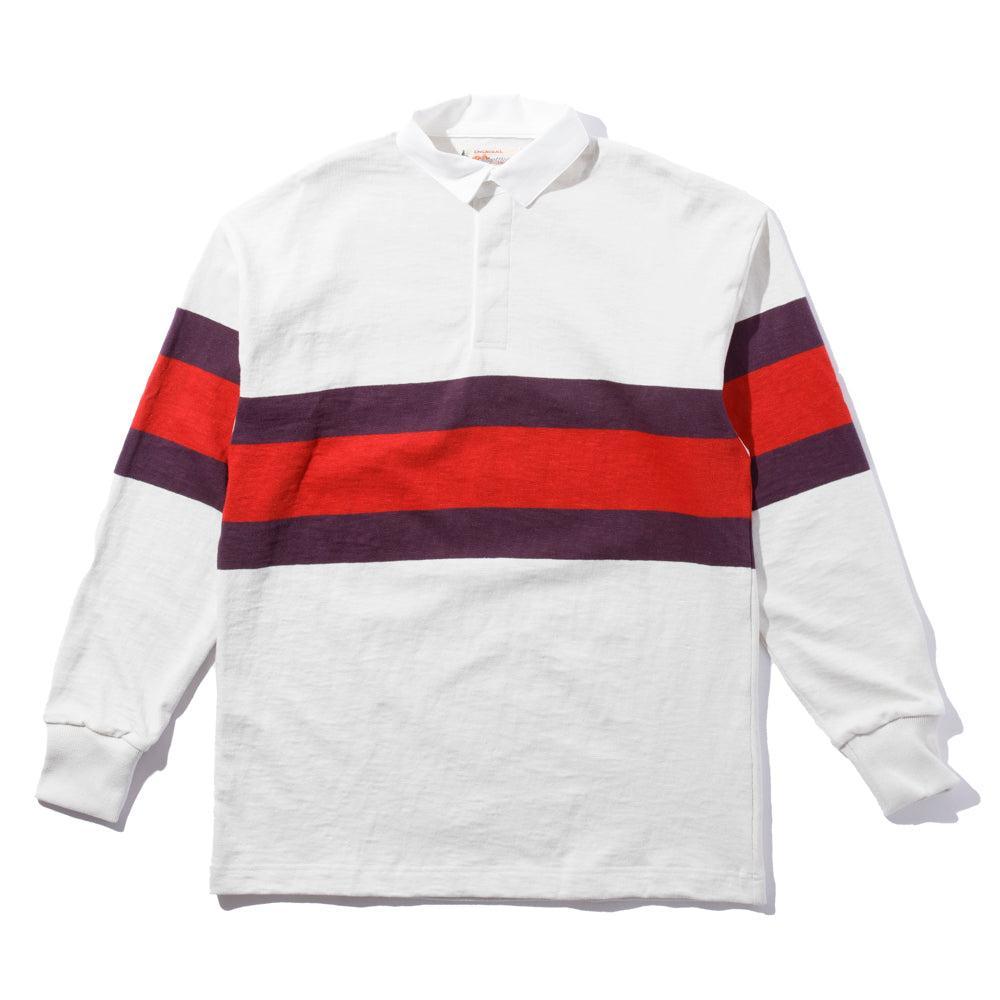 Climbers' Striped Rugby Shirt Ecru x Purple