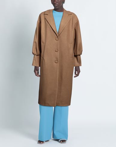 Yes London Woman Coat Camel Size 10 Polyester, Acrylic, Wool