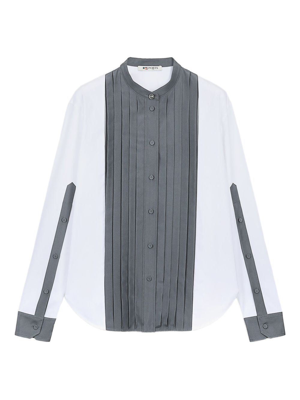 Pleated-panel cotton shirt - White