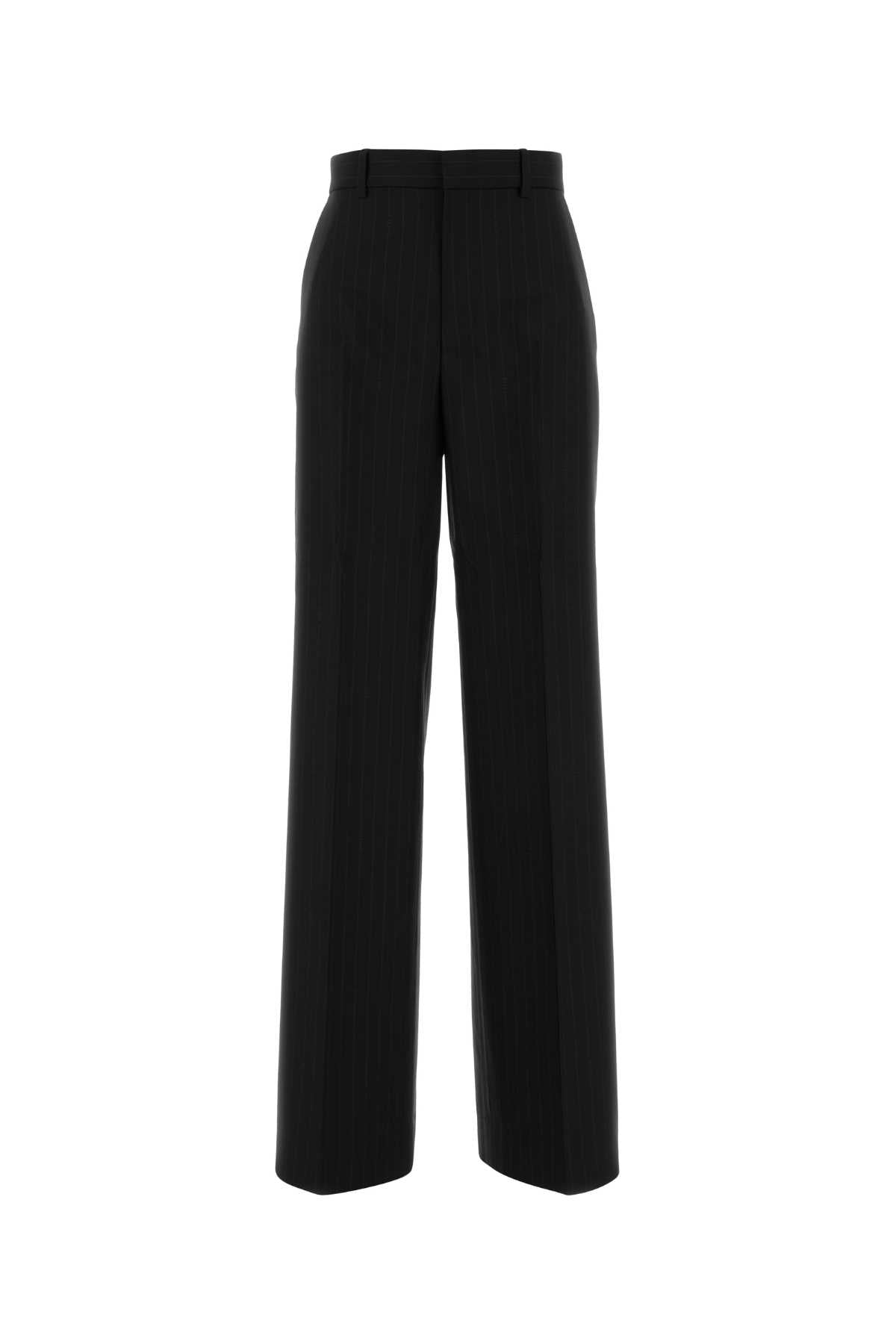 Striped Wool Trousers — Black