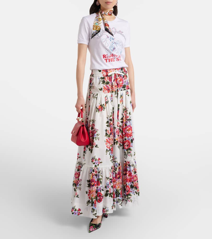 Floral cotton poplin maxi skirt