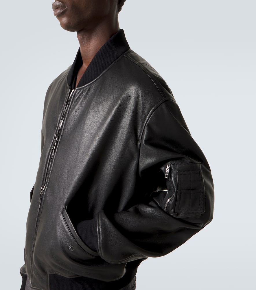 Leather bomber jacket
