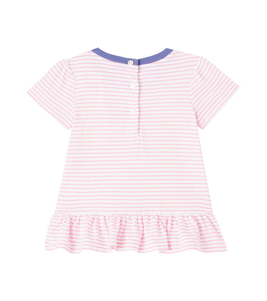 Baby striped ruffled cotton T-shirt