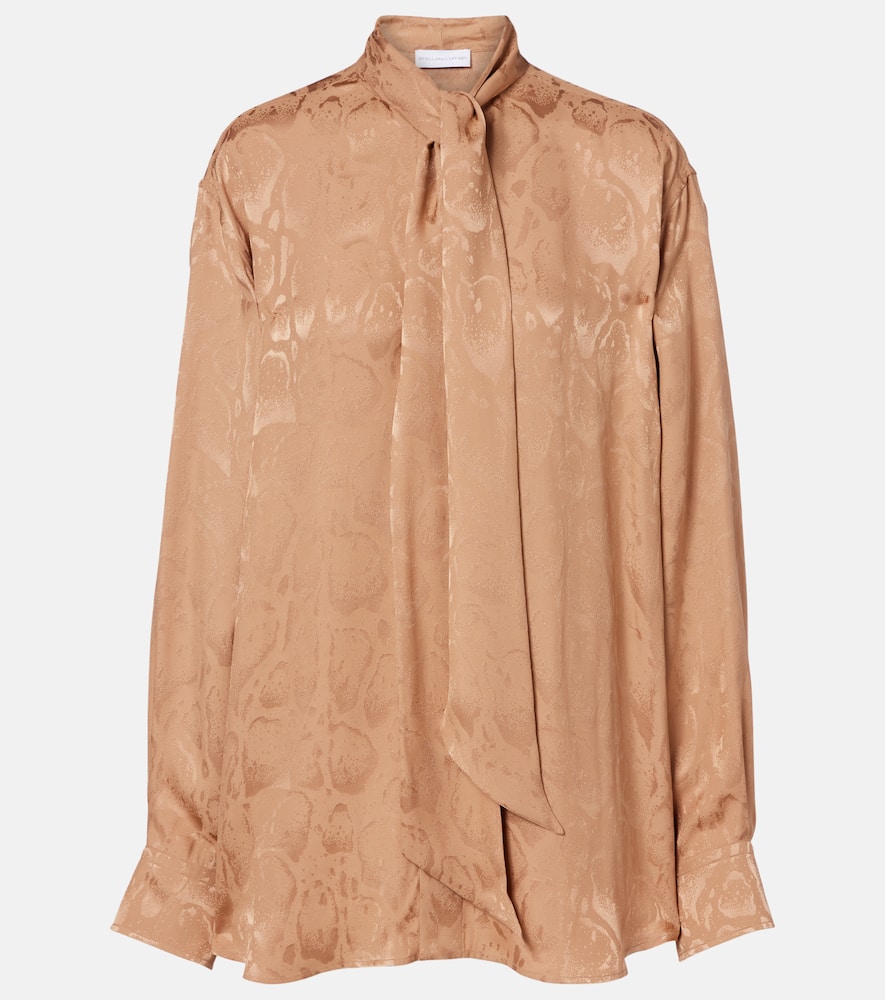 Leopard-print silk-blend jacquard blouse
