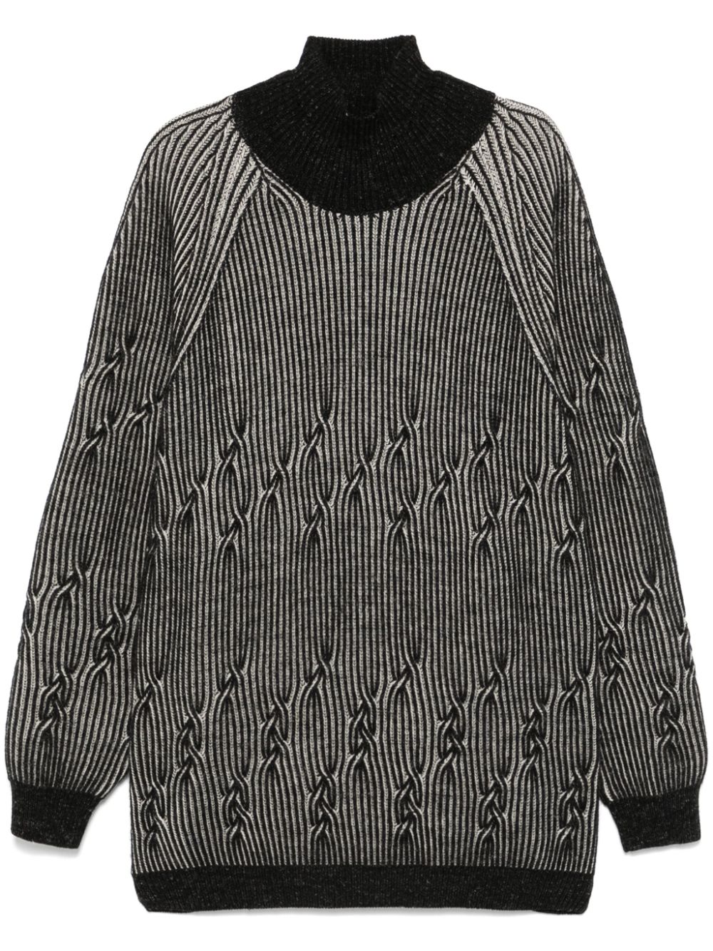 Cable-knit turtleneck sweater - Grey