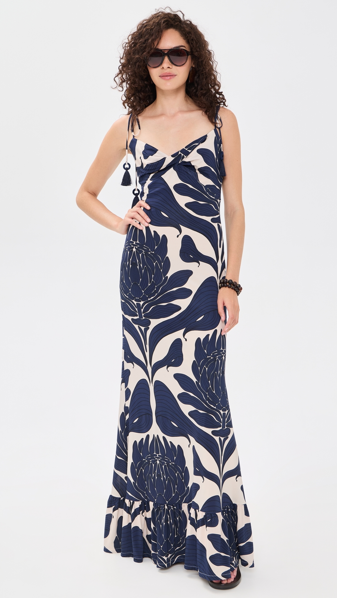 Una Esencia Maxi Dress Navy Floral Mosaique