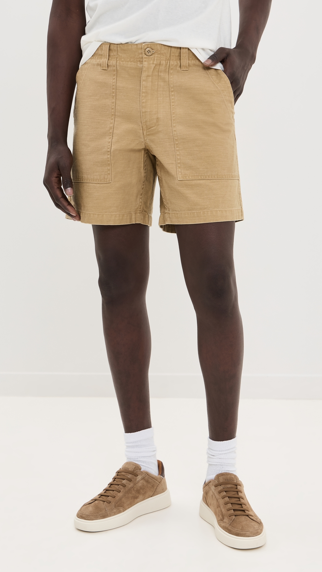Taylor Stitch Surplus Shorts Khaki Reverse Sateen