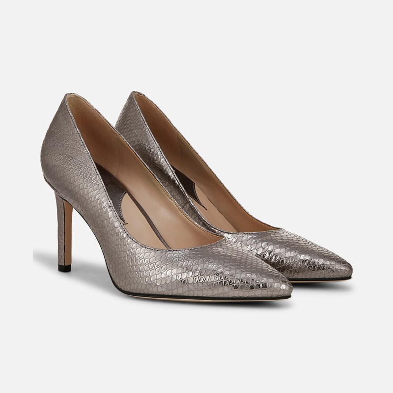 Adele Pump Shoes, Silver Leather