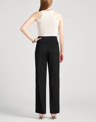 High Rise Wide Leg Trouser Woman Pants Black Size 6 Organic Linen, Viscose, Elastane