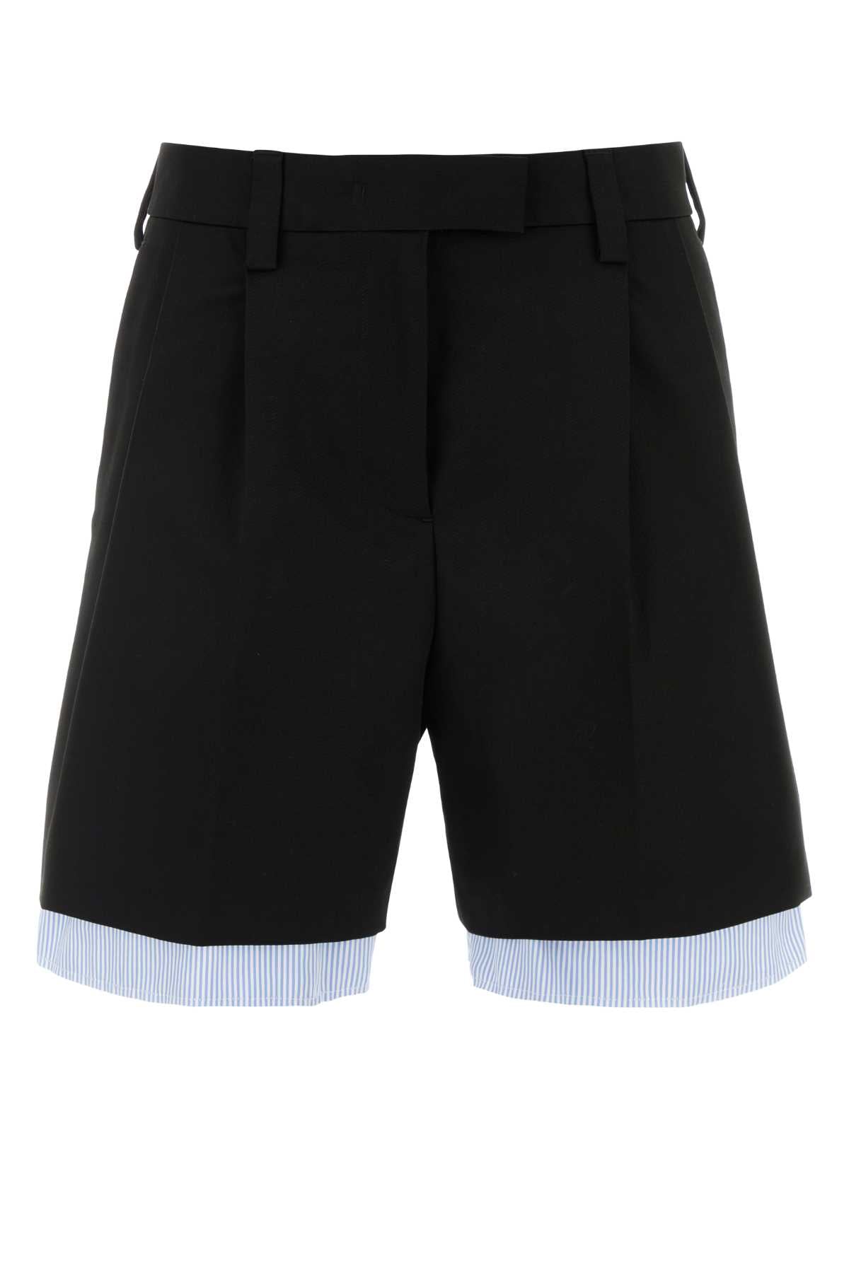 Cotton Blend Bermuda Shorts — Black