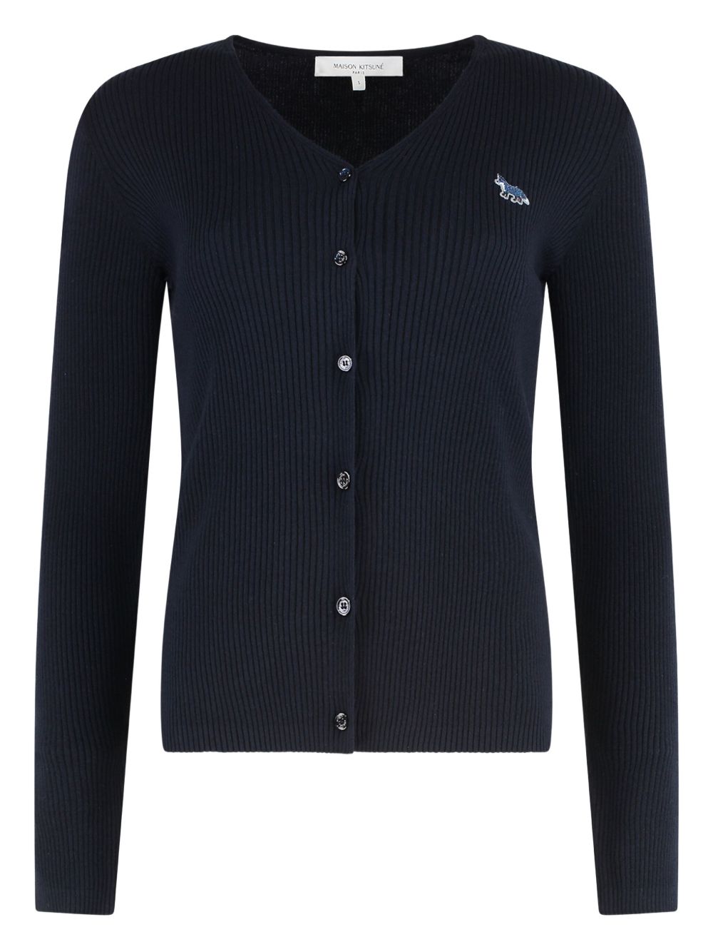 Logo-patch cardigan - Blue