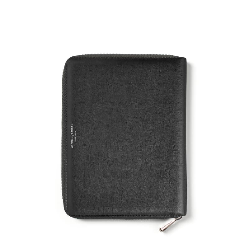 A4 Executive Zipped Padfolio in Black Saffiano
