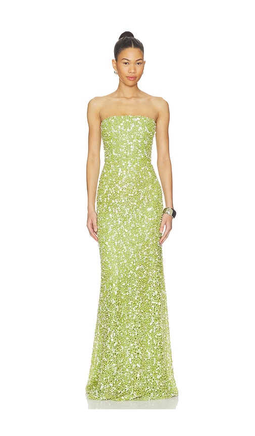 SAU LEE Courtney Beaded Dress in Green. 10. Also