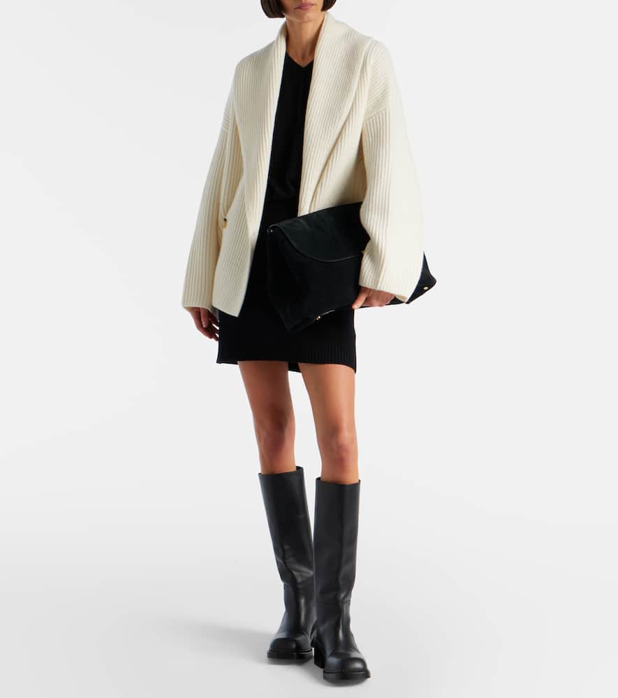 Ribbed-knit wool-blend jacket