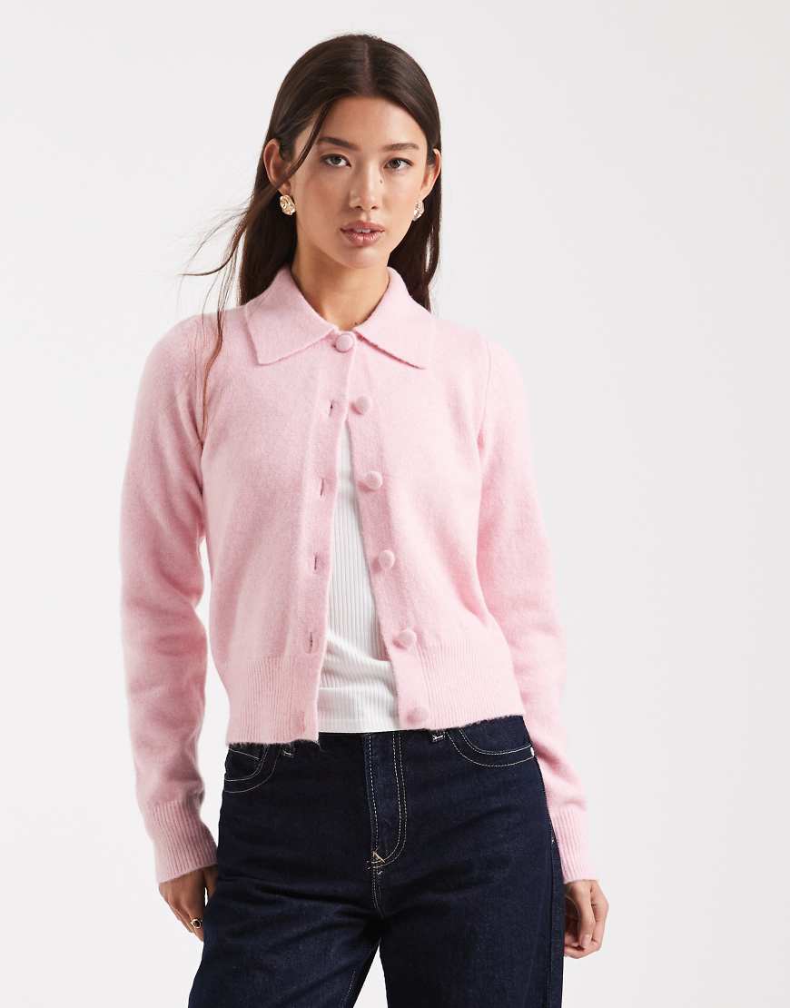 Collar cardigan in pink