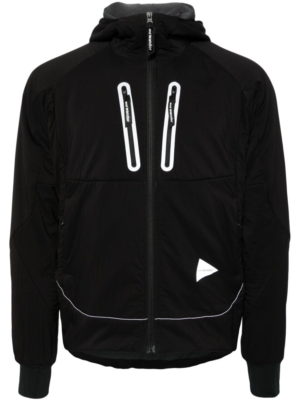 Logo-print hooded jacket - Black