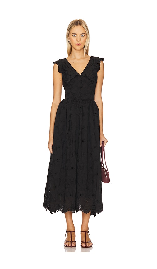 Tularosa Sofie Midi Dress in Black.  XS. Also in L, M, S