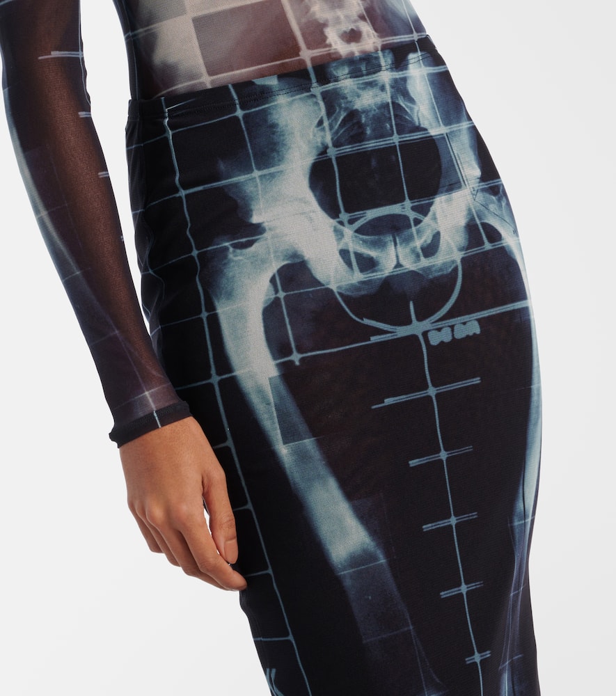 Squeletor semi-sheer mesh maxi skirt