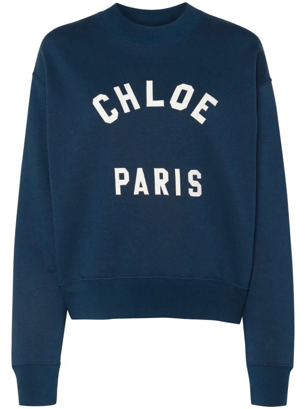 Mock-Neck Cotton Fleece Logo Sweater