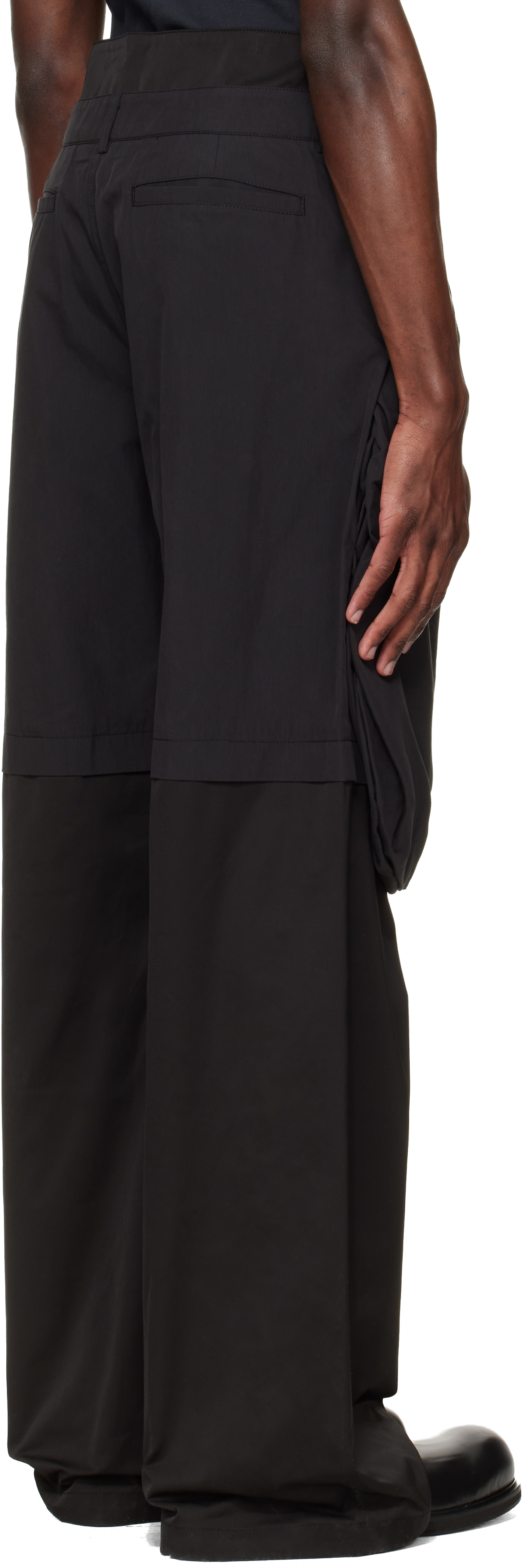 Black Bolsu Double Layered Trousers
