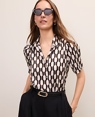 Ann Taylor Geo Button Down Shirt
