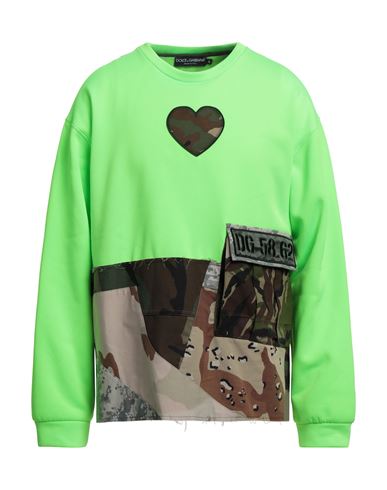 Man Sweatshirt Lime green Size 42 Polyester, Cotton, Polyamide
