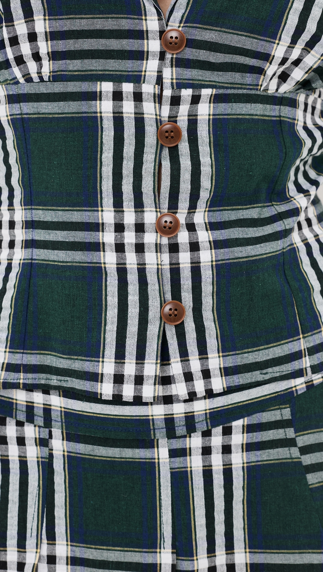 Plaid Cotton Little Button Down Shirt Green