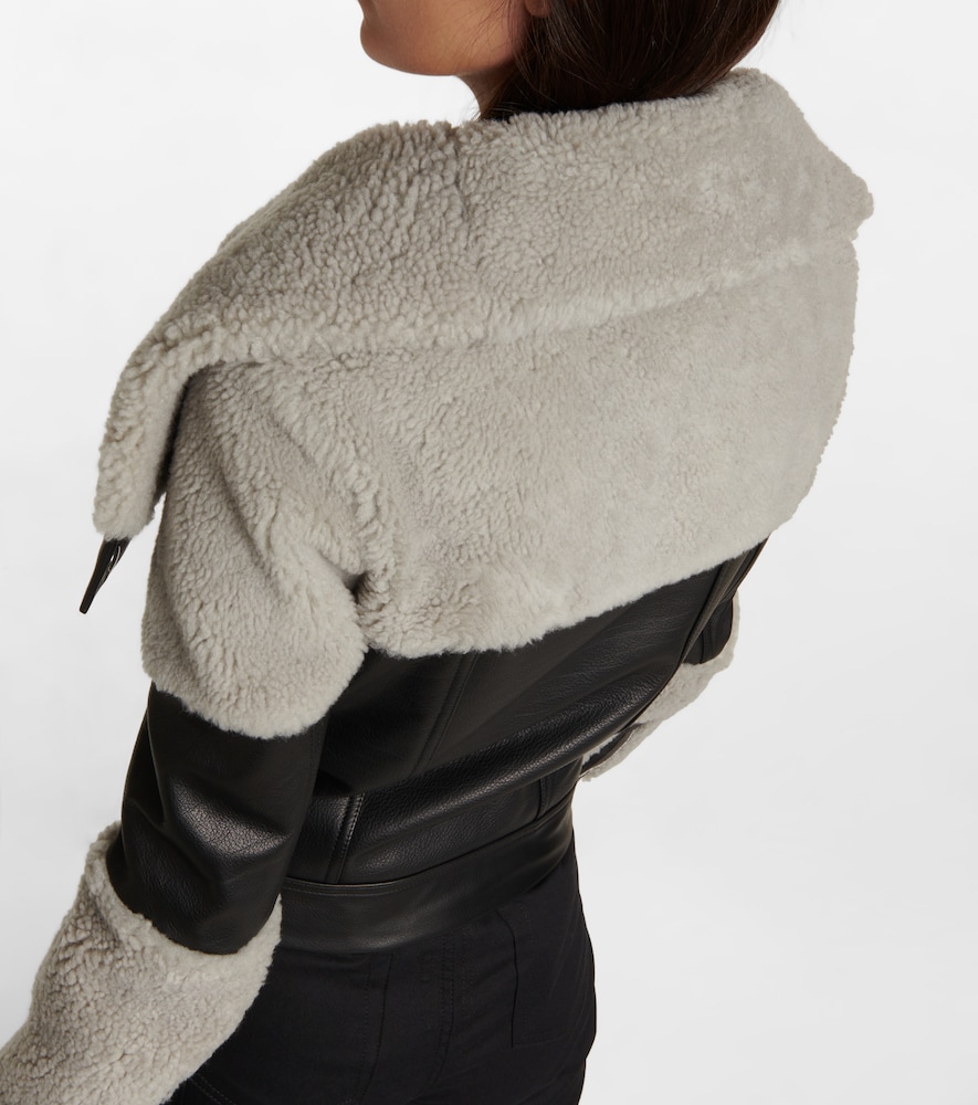 Shearling-trimmed leather jacket
