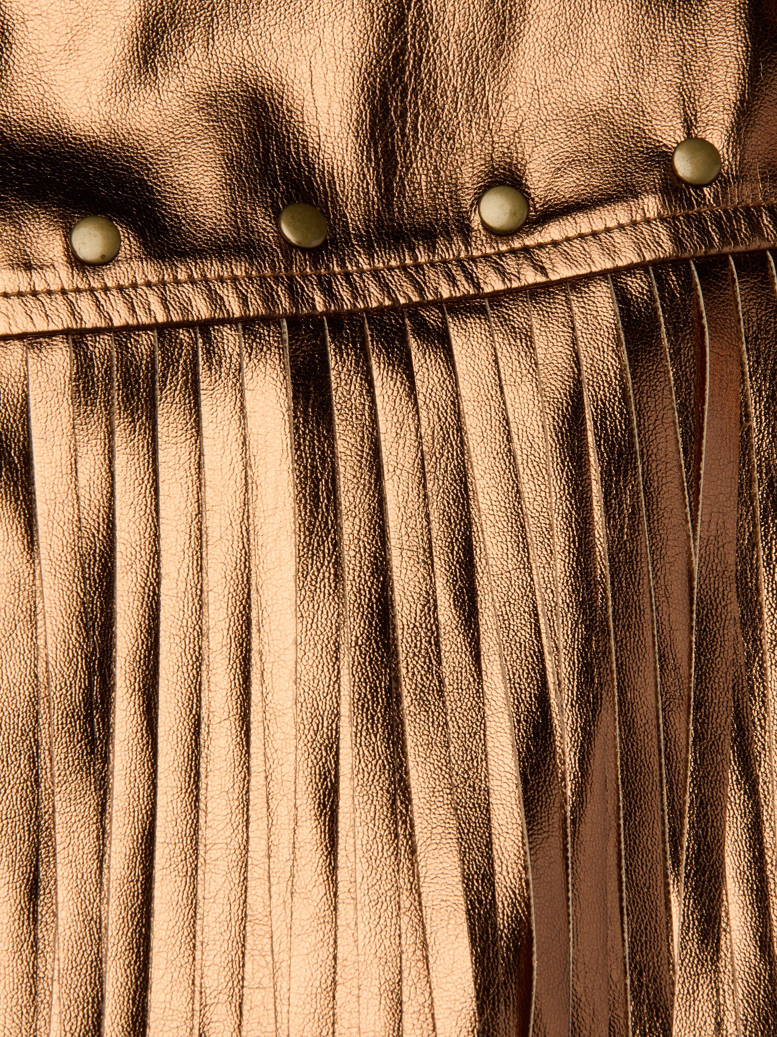 Karolina Fringe Skirt In Metallic Bronze Gold