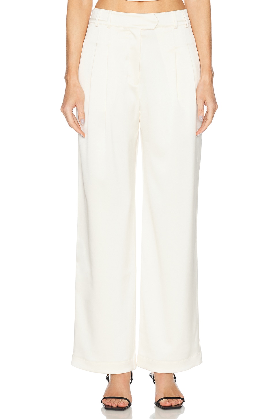 Fleur du mal Satin Relaxed Pant in Cream. -  8 also in 0, 10, 2