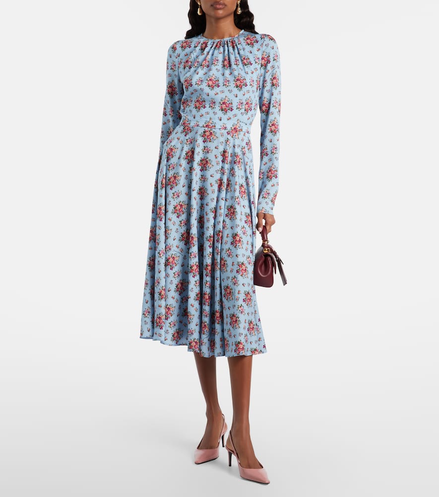 Floral silk-blend midi dress