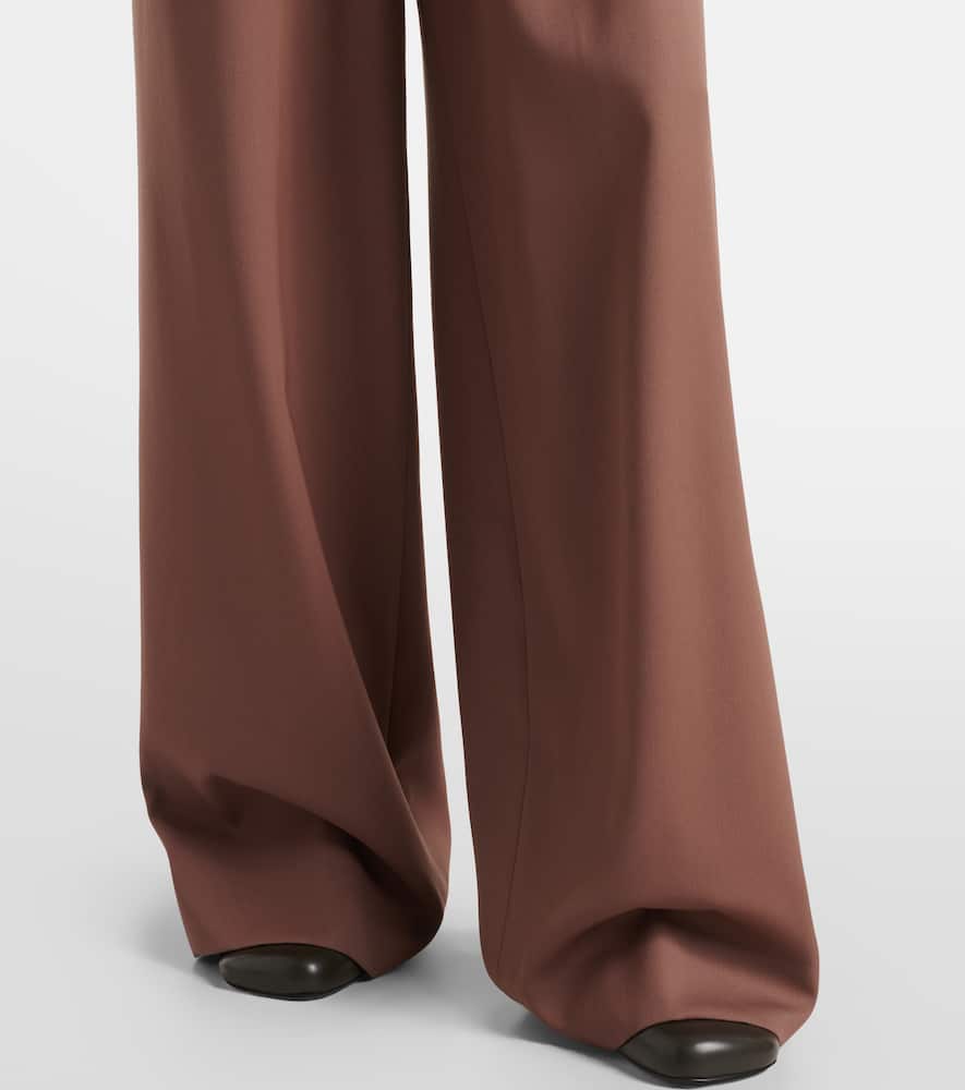 Belted wool gabardine wide-leg pants