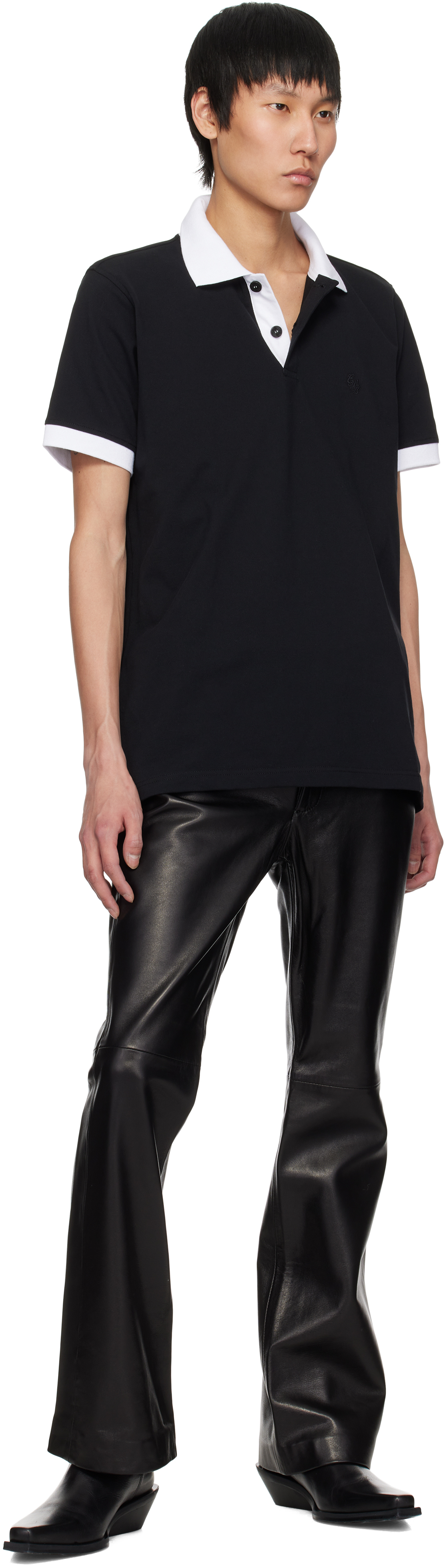 ERNEST W. BAKER ブラック フレア レザーパンツ