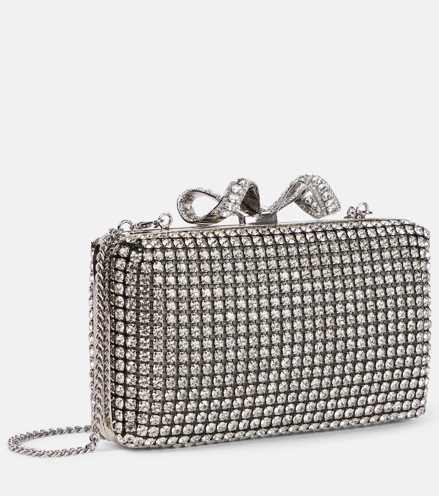 Self-Portrait Bow Small crystal-embellished clutch