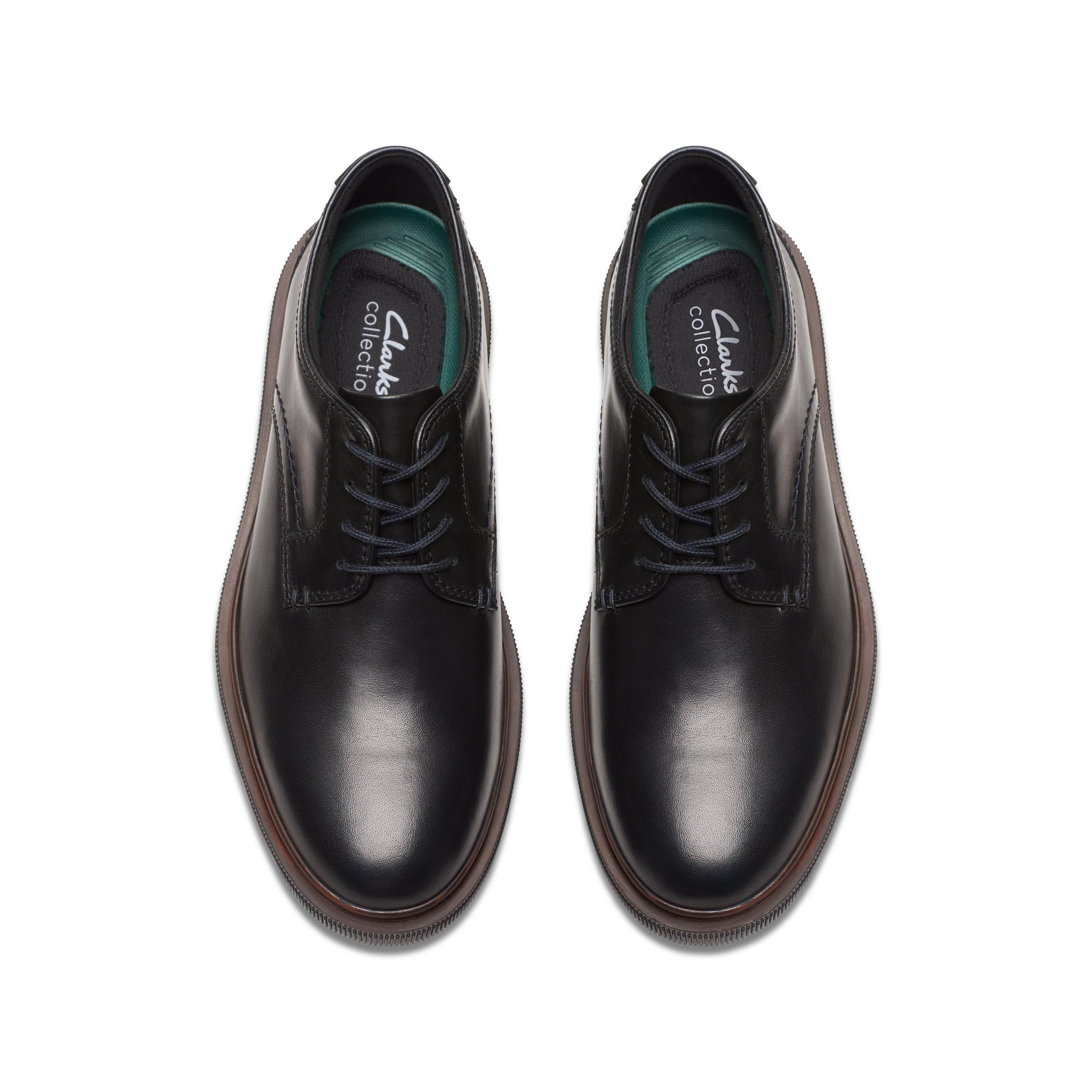 Clarks Burchill Derby Black Leather Derby Shoes,lace Up
