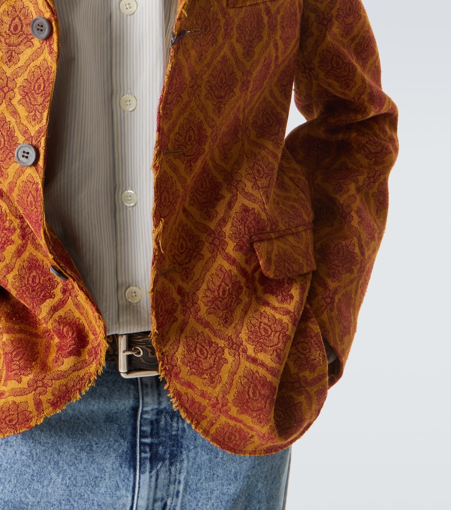Floral single-breasted jacquard blazer