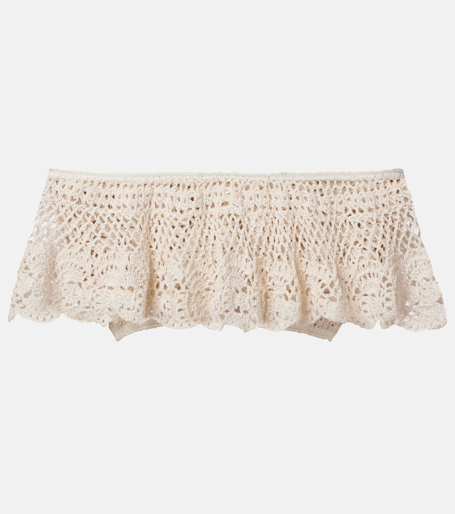 Filigree crochet off-shoulder cotton crop top