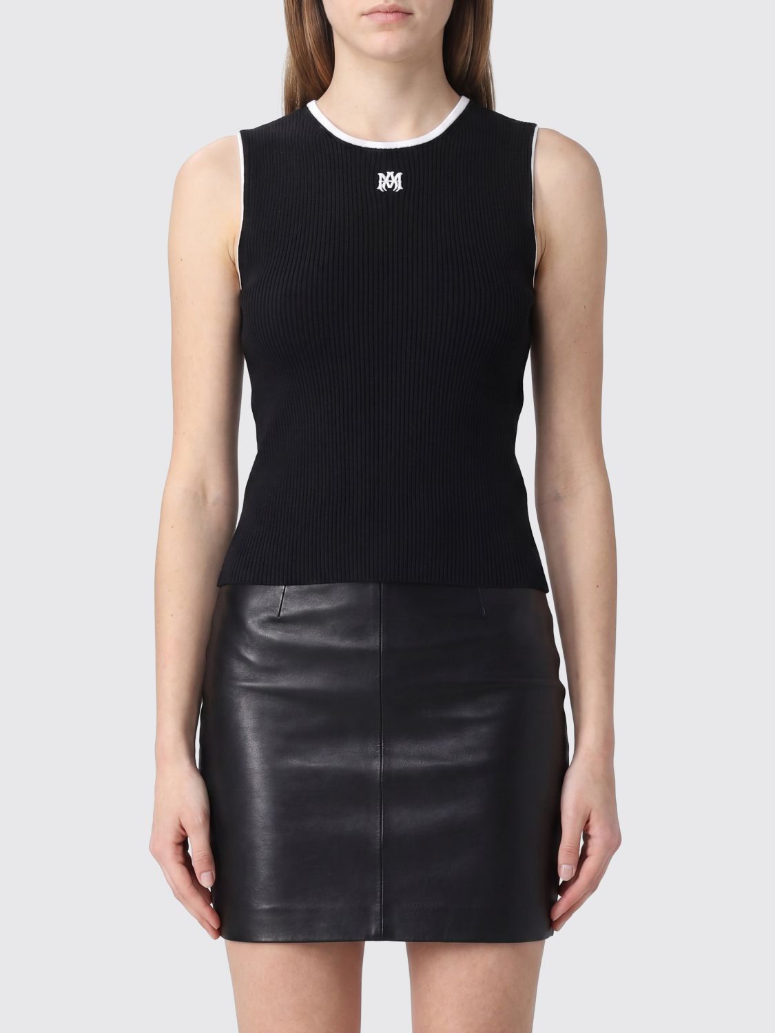 Slim Fit Ribbed-Knit Top with Embroidered Monogram