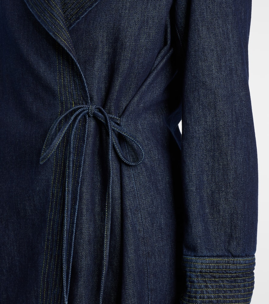 Denim wrap coat