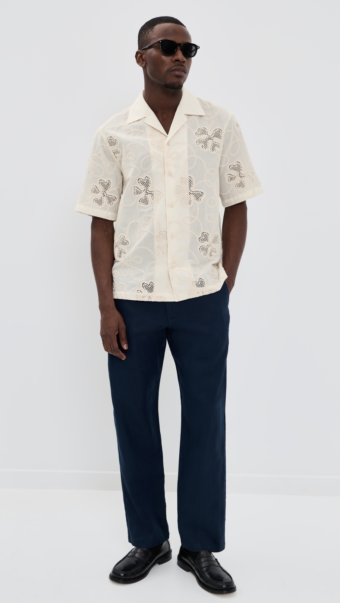 Ben Embroidered Shirt Ivory