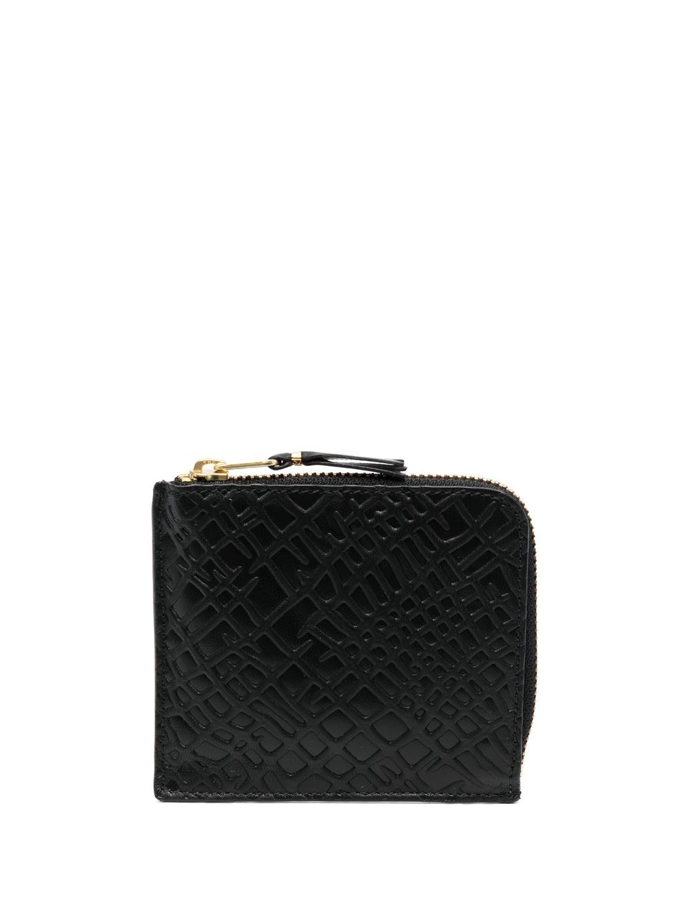 Debossed-logo zipped wallet - Black
