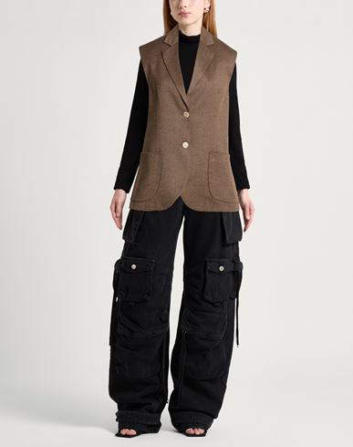 Woman Tailored Vest Light brown Size 4 Viscose, Polyester, Virgin Wool, Elastane