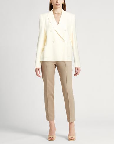 Woman Blazer White Size 8 Wool, Cotton, Silk, Linen