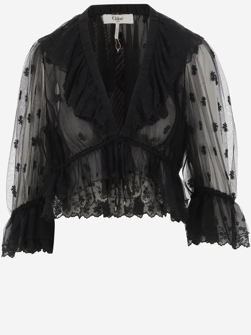 Transparent V-neck Top