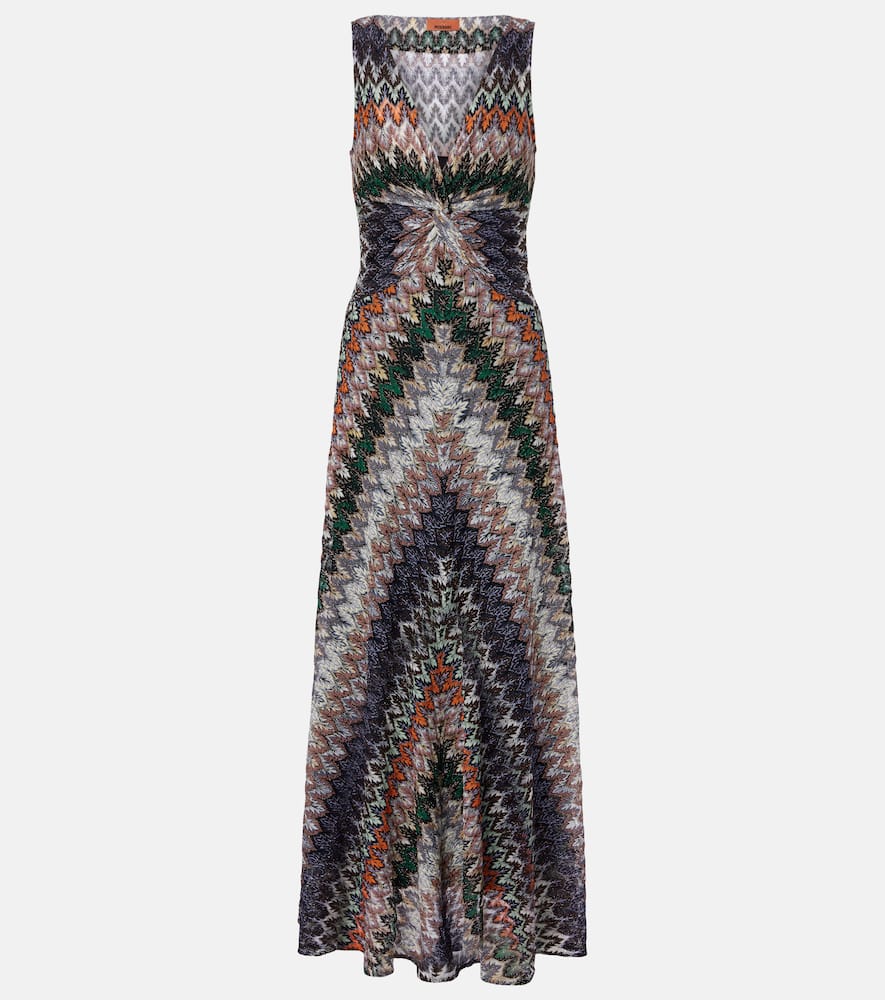 Zigzag lamé maxi dress