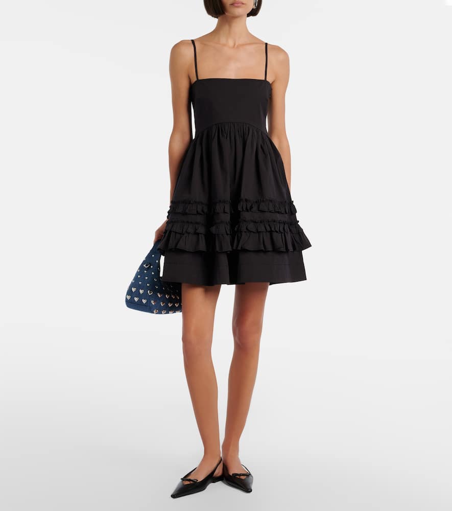 Ruffled cotton-blend minidress