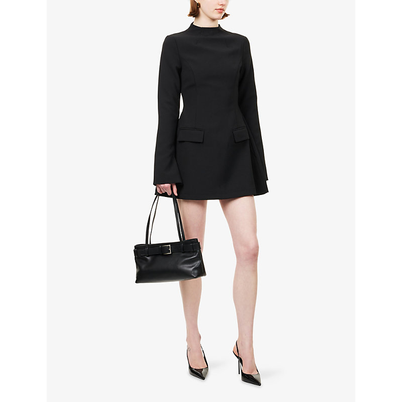 Womens Split-Sleeve Long-Sleeve Woven Mini Dress